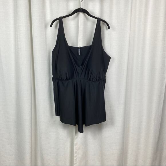 Torrid Black Soft Cup Wireless V Neck Tankini Top Sz.5 - Picture 4 of 16